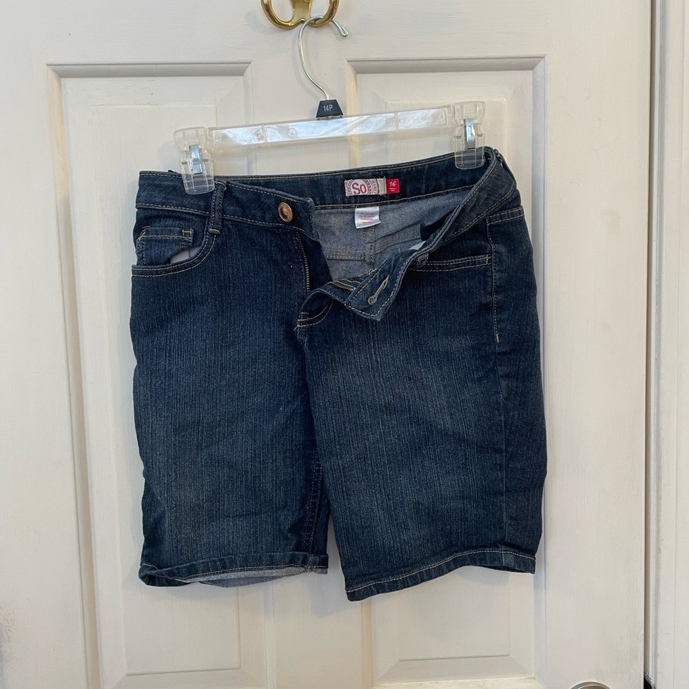 Knee length jean shorts size 16 adjustable waist